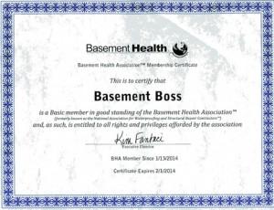 Basement Health membership certificate for website